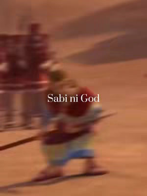 The image shows a blurry, animated scene of a biblical character walking, with the text overlayed.