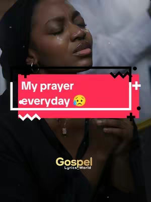 A close-up shot of a woman with dark skin, tears streaming down her face. She is wearing a black head covering and a black top. Overlayed on the image is a red box with white text that reads, "My prayer everyday" along with a sad face emoji in a black and white box.