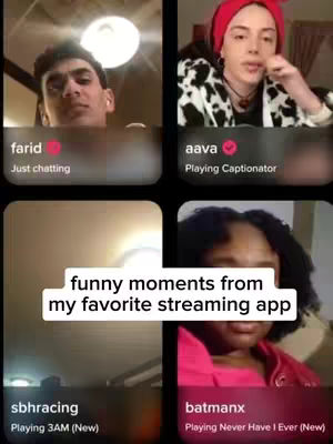 The cover image is a grid of four video call screenshots. The top left shows a young man, the top right shows a person with a red headscarf and a black and white jacket, the bottom left shows a person against an orange background, and the bottom right shows a person in a pink shirt. A white banner at the center of the image features text.