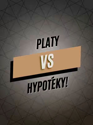The cover image presents a stylized design with bold text elements. The background consists of a gray gradient with lines and subtle geometric patterns creating a sense of depth. Overlaid on this, a tan rectangular shape hosts the word 'VS' in white, with 'PLATY' above and 'HYPOTEKY!' below, both in bold black font.
