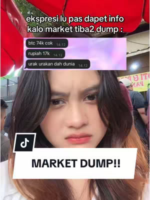 A young woman with dark hair and a slightly furrowed brow is positioned centrally, with a TikTok logo at the bottom left and text overlayed on the top and bottom, against a backdrop of a partially visible outdoor setting. The woman's expression suggests concern or frustration. The words are a meme related to cryptocurrency.