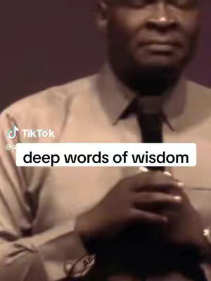 The cover image captures a medium shot of Apostle Joshua Selman. He is wearing a collared shirt with a dark tie. The text overlay reads "deep words of wisdom" in a rectangular white box, centered along the bottom of the image. The background is a muted dark color.