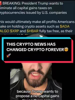 A man is in the bottom half of the frame, looking directly at the viewer, with a surprised or intense expression. Above him is a news headline overlaid with a bright green and red banner that says 'THIS CRYPTO NEWS HAS CHANGED CRYPTO FOREVER'. Behind the banner and the man is a screenshot of a news story.