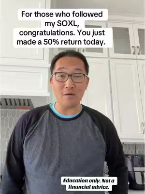 A man with glasses is centered in a medium shot, set against a background of white cabinets. He's wearing a gray raglan shirt under a black shirt. Text overlays at the top and bottom include financial insights and a disclaimer.