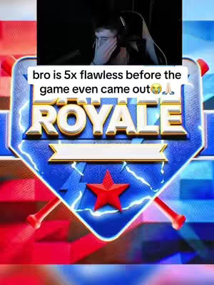 The cover image features a split-screen: the top section shows a person reacting to a game, while the bottom shows a baseball-themed graphic for a video game. The text overlay highlights the player's performance.