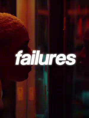 A silhouetted person's profile is visible against a blurred, colorful background, with the white word "failures" overlaid prominently.