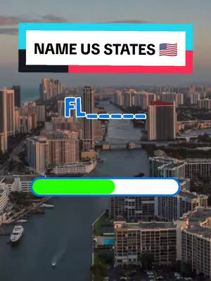 An aerial view of a city with tall buildings, a river, and a bridge, with text overlays for a quiz and a progress bar.