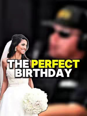 A cover image featuring a woman in a white wedding dress holding a bouquet of white flowers. Text overlayed on the image reads "THE PERFECT BIRTHDAY". The background is blurred, with a man's face partially visible.