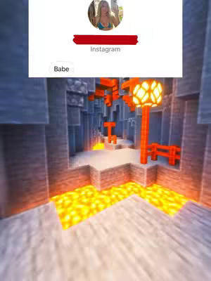 The image features a Minecraft-themed background with a white box overlay containing a circular profile picture of a woman, the instagram text and the word "Babe".