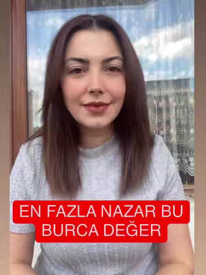 The cover image shows a woman in front of a window or glass panel. She has brown hair and is wearing a light-colored sweater. A red banner at the bottom reads "EN FAZLA NAZAR BU BURCA DEĞER" which translates to "This Sign Is Most Vulnerable to the Evil Eye."